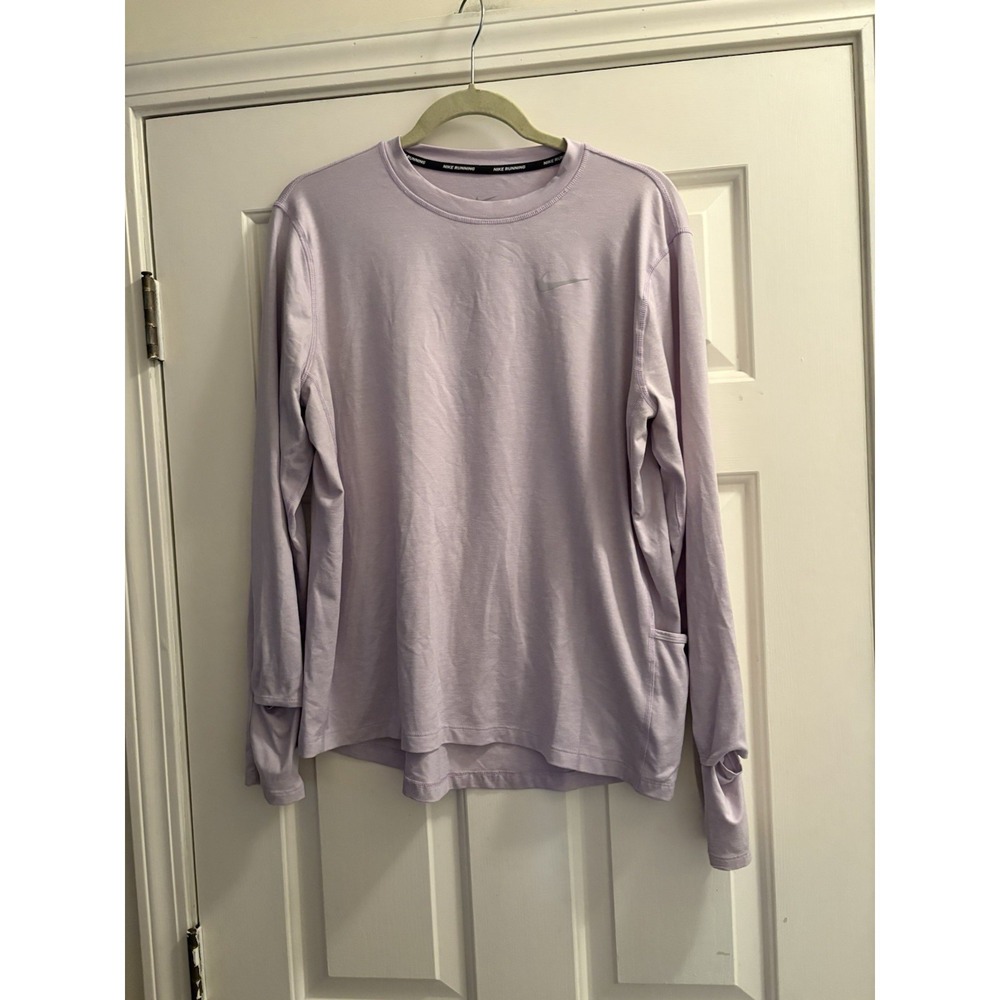 Womens Nike Running Long Sleeve Lilac Purple Size Large Pocket
